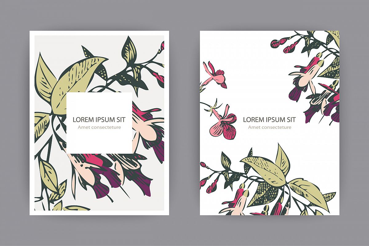 Fuchsia flowers templates for card, invitation, wedding example image 1