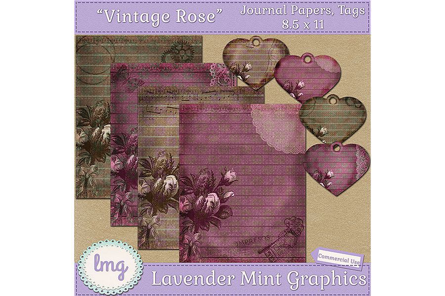 Vintage Rose Junk Journal Scrapbook Paper example image 1