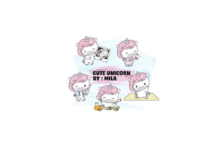 KAWAII UNICORN CLIPART BUNDLE PNG example image 1