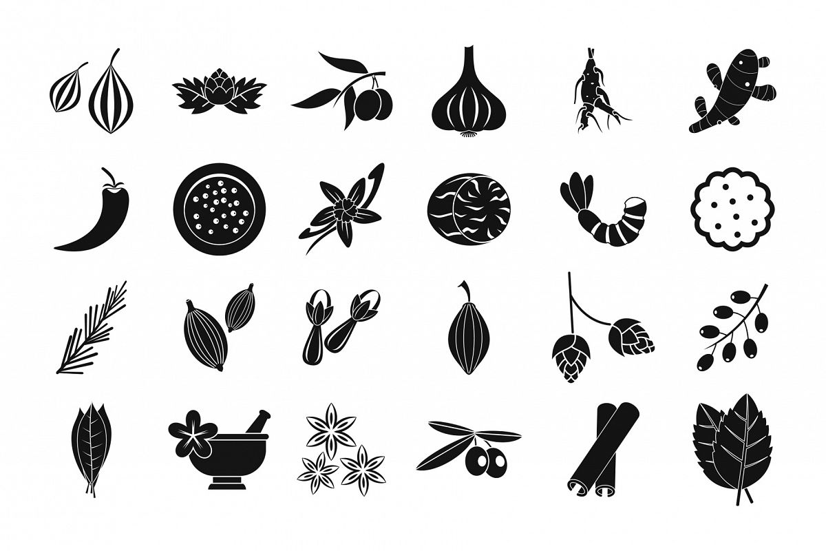 Spices icon set, simple style example image 1