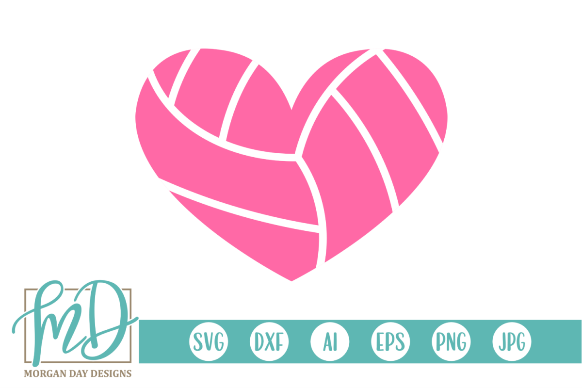 Volleyball Heart SVG, DXF, AI, EPS, PNG, JPEG example image 1
