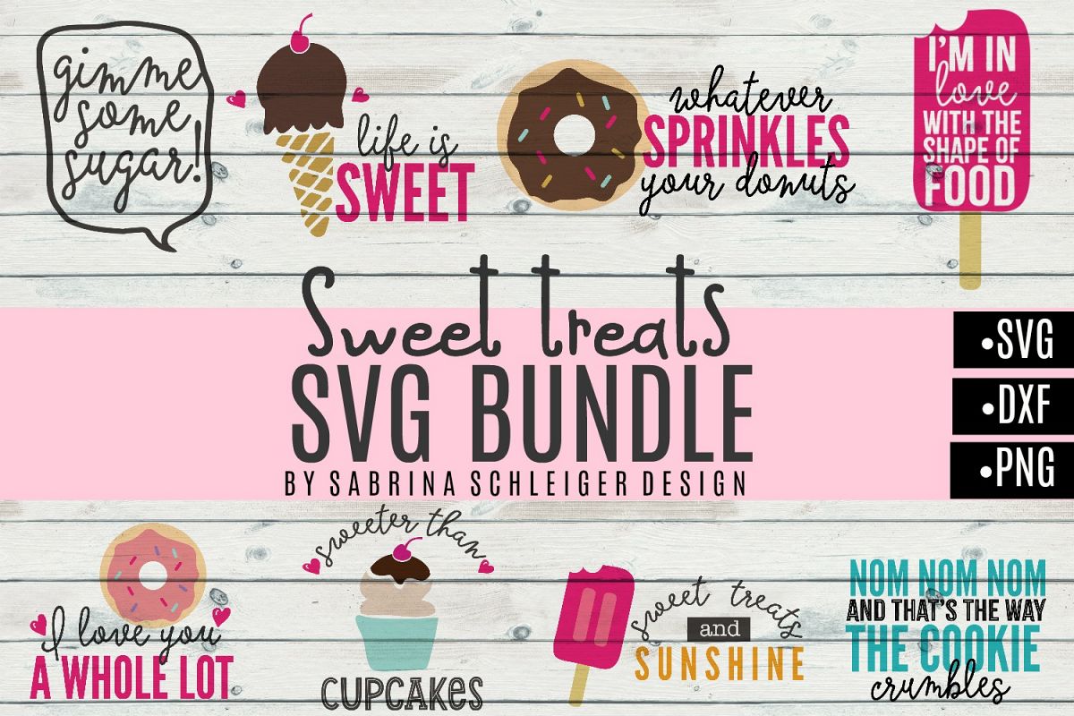 Sweet Treats SVG Bundle- Donut Cupcake Icecream Designs example image 1