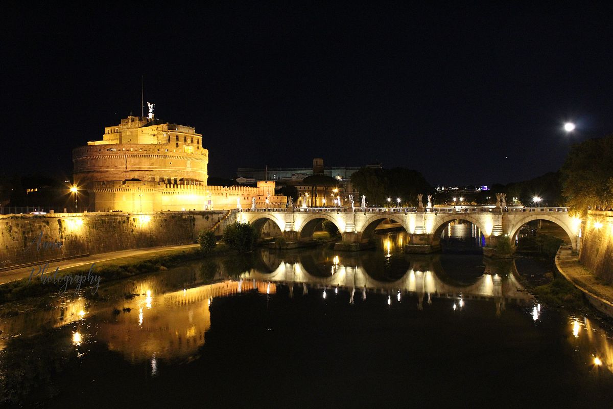 Castel Sant'Angelo Bridge at Night example image 1