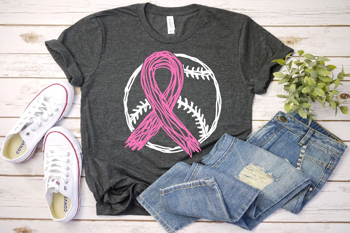 Baseball Tackle Breast Cancer Svg Awareness ribbon example image 1