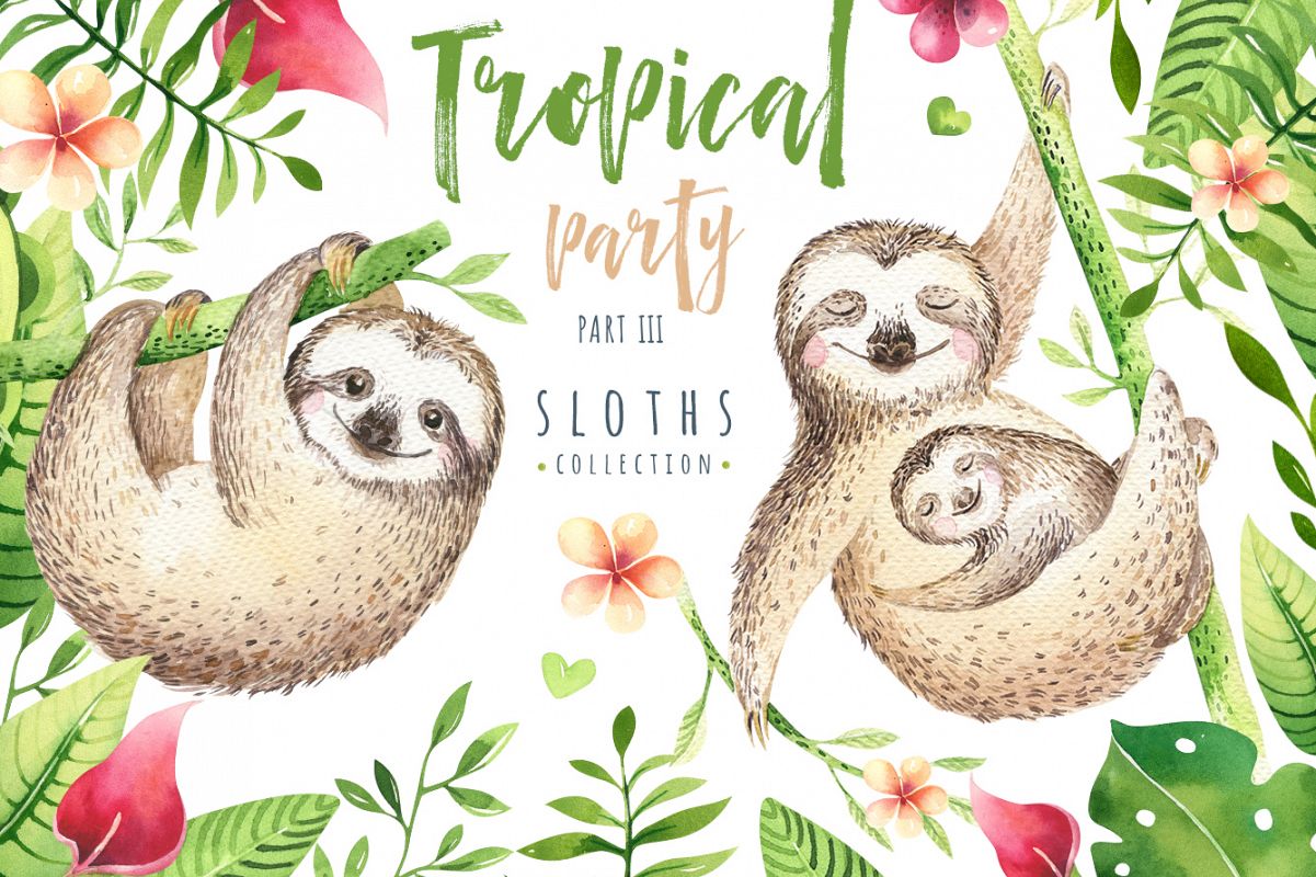 Tropical party III.Sloth collection example image 1