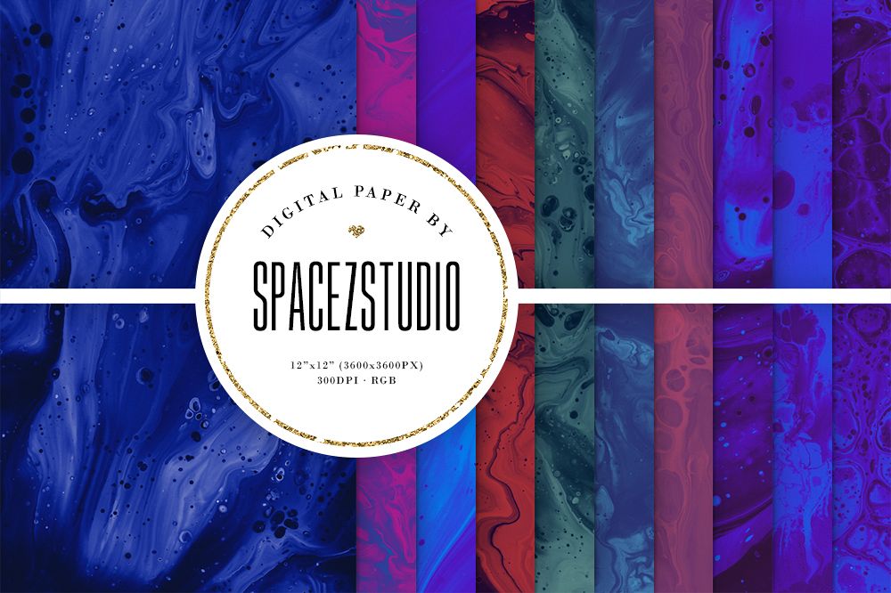 Dark Ink Liquid - Deep Blue, Red & Purple Paint Textures example image 1