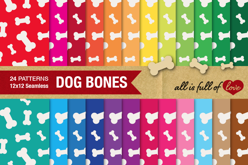 Dog Bones Digital Paper Doggy Bone Background Patterns for print or web example image 1