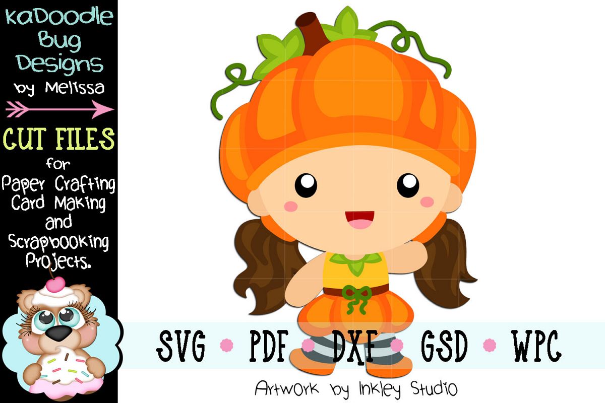 Pumpkin Girl Cutie Cut File - SVG PDF DXF GSD WPC example image 1