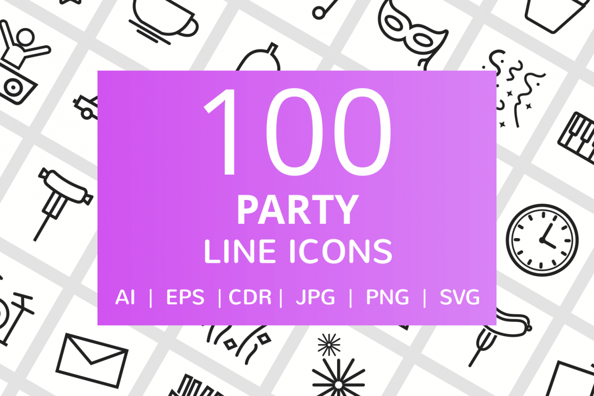 100 Party Line Icons example image 1