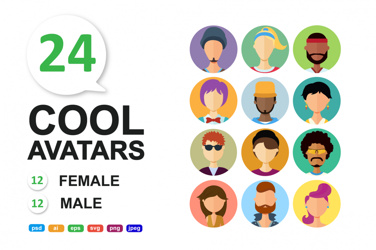 Avatar Icons People collection set example image 1