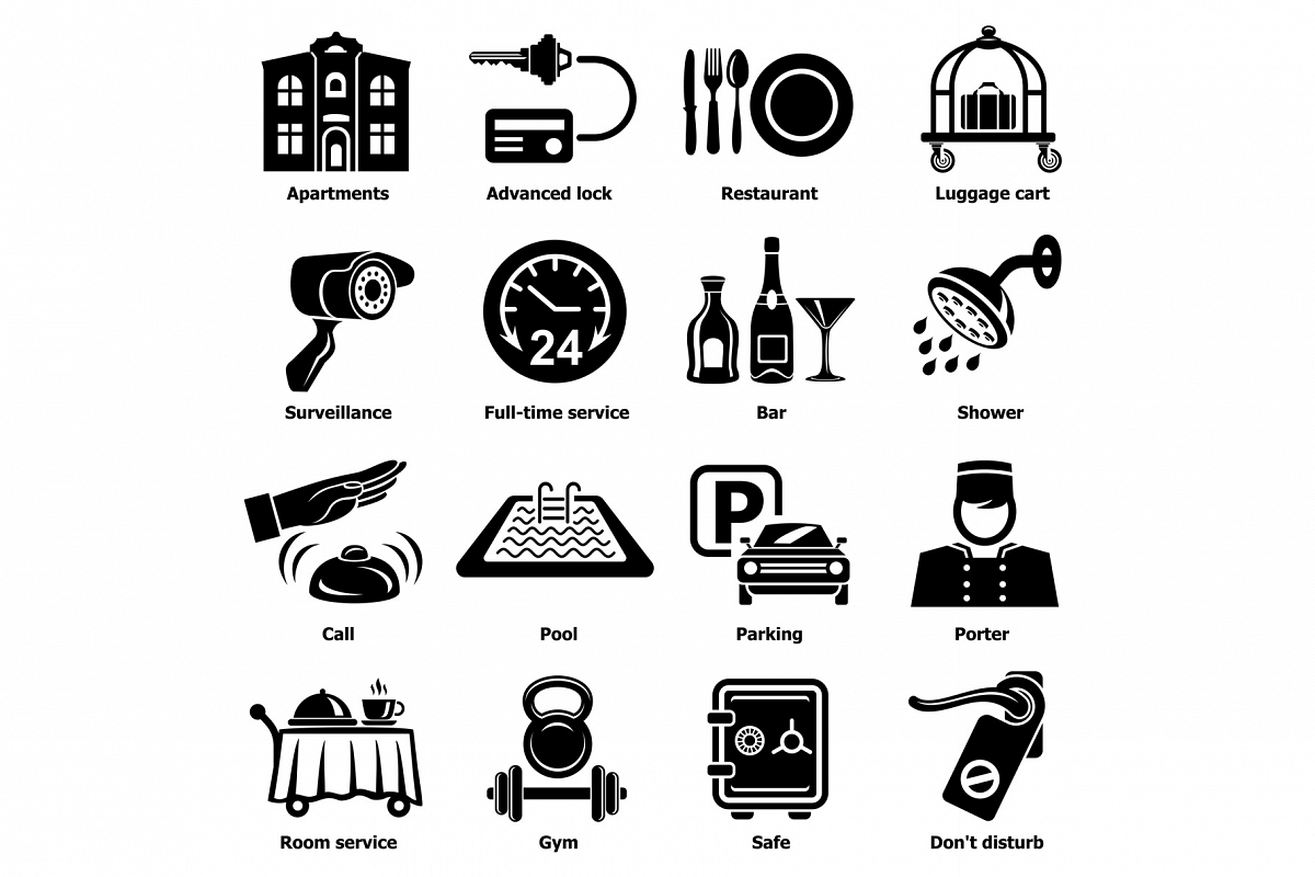 Hotel service icons set, simple style example image 1