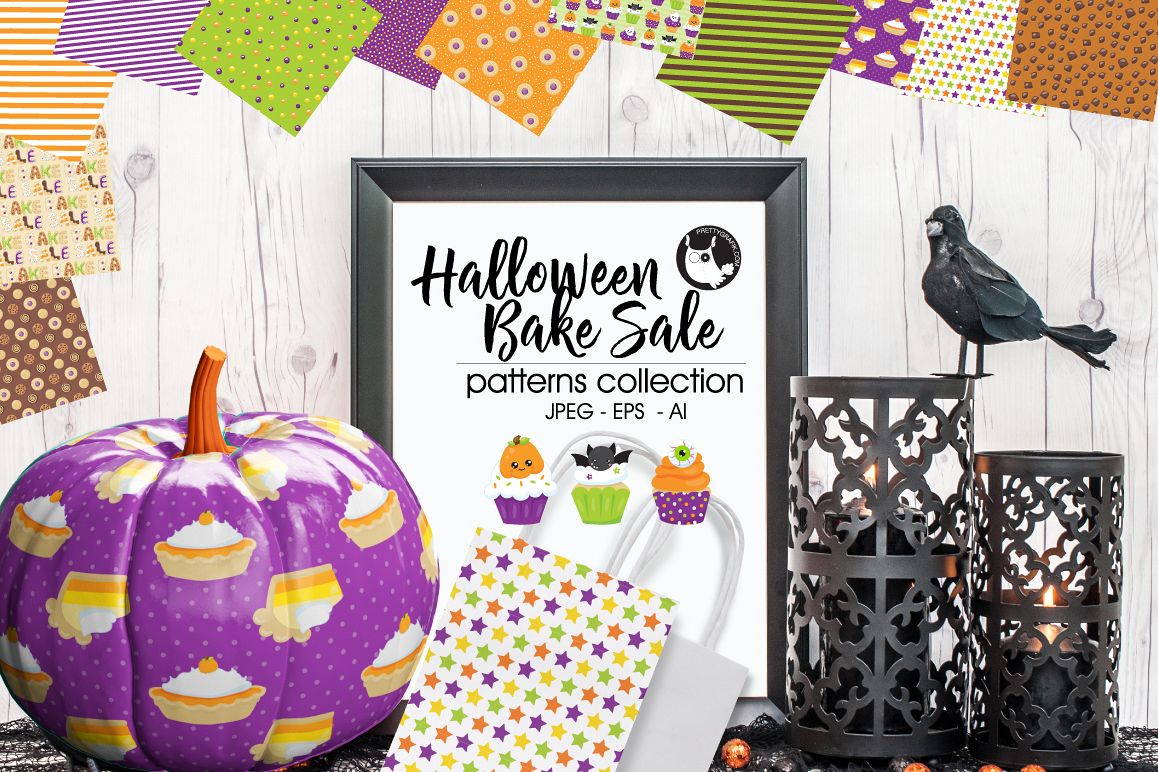 HALLOWEEN BAKE-SALE , digital papers example image 1