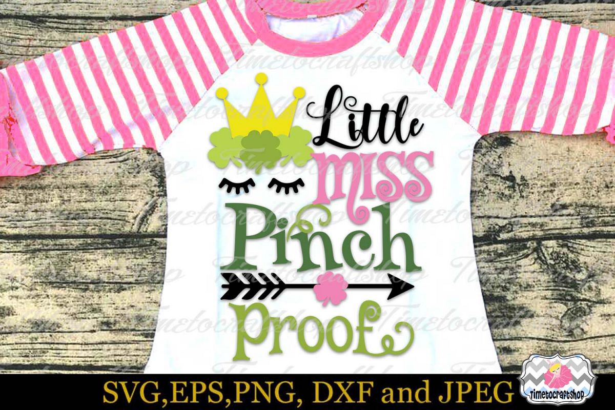 SVG, DXF, PNG St Patrick's Day Little Miss Pinch Proof example image 1