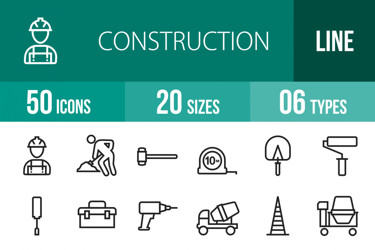 50 Construction Line Icons example image 1