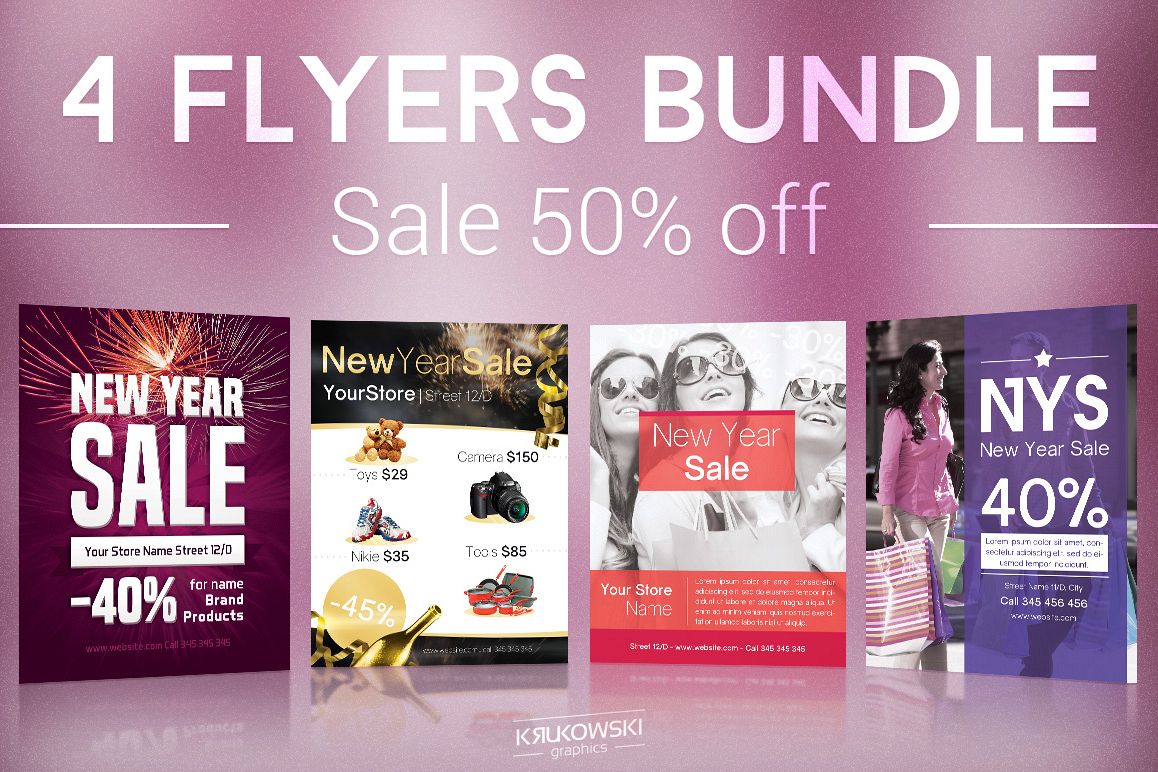 New Year Sale Flyers Bundle example image 1