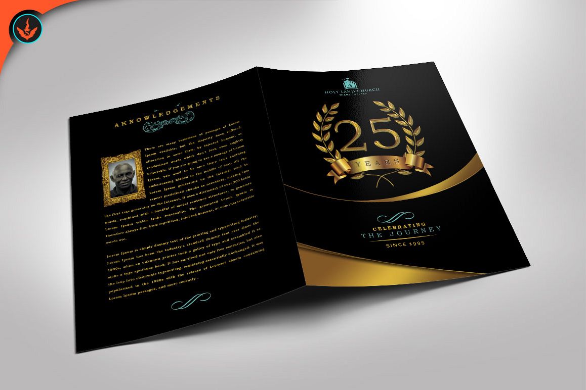 gold black plus teal anniversary program publisher template publisher program template