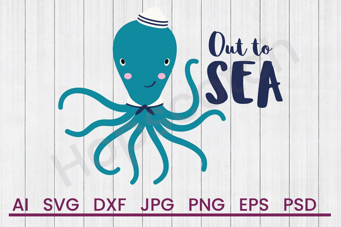 Octopus SVG, Out To Sea SVG, DXF File, Cuttatable File example image 1