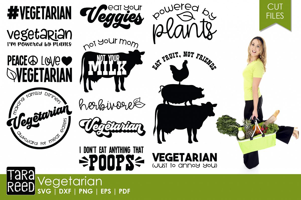 Vegetarian SVG and Cut Files for Crafters example image 1