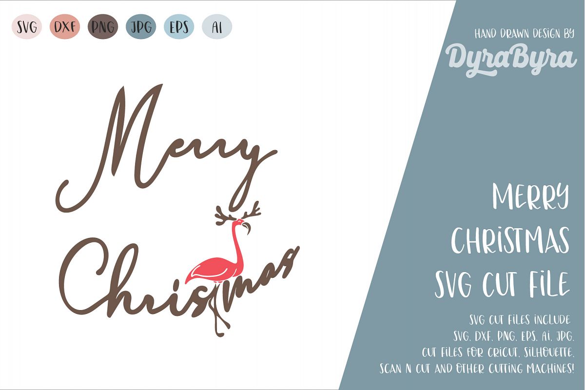 Merry Christmas SVG / Flamingo SVG / Deer SVG / Antlers SVG example image 1