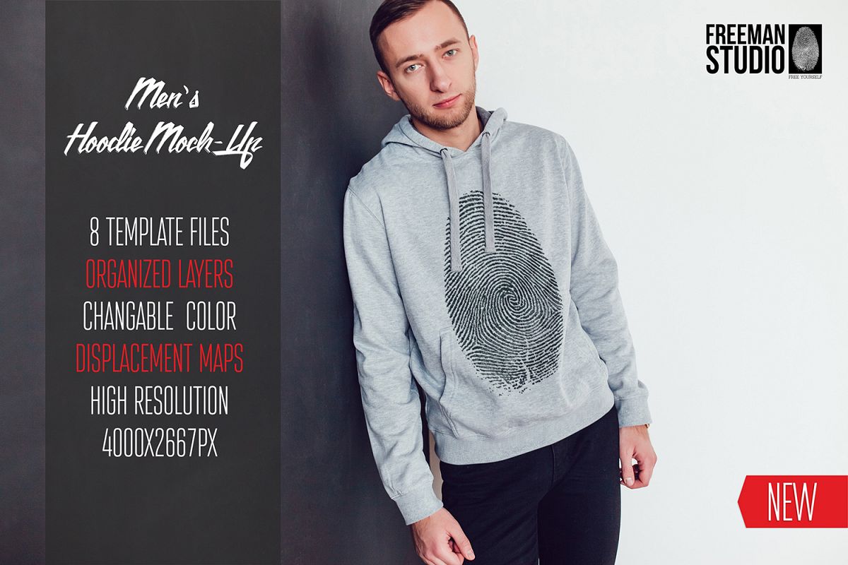 Men's Hoodie Mock-Up example image 1
