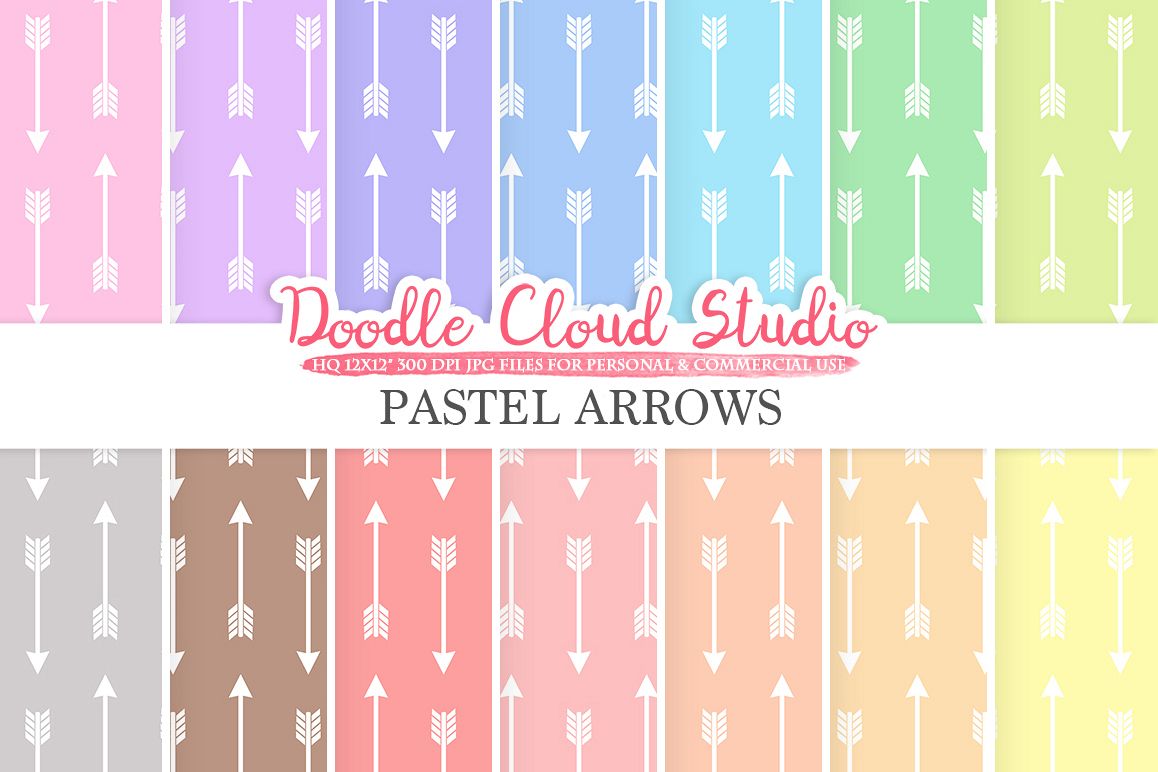 Pastel Arrows digital paper, Tribal Arrows patterns, Digital arrows pastel colors background, Instant Download for Personal & Commercial Use example image 1