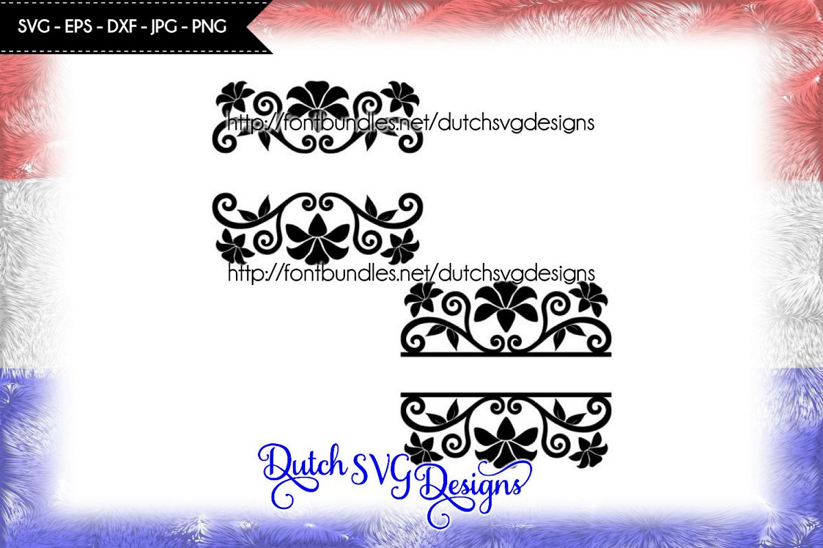 2 Split monogram cutting files with flowers example image 1