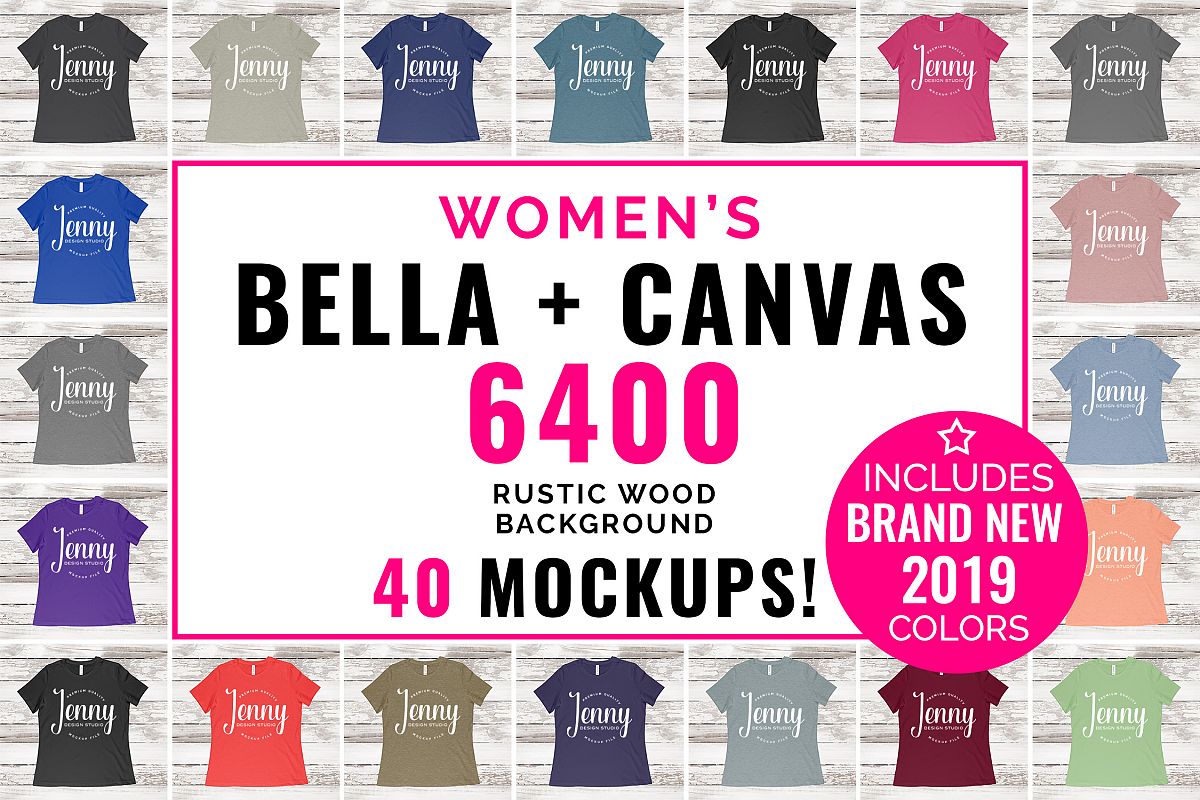 Bella Canvas 6400 Mockup Bundle, Womens T-Shirt, 40 Mockups example image 1
