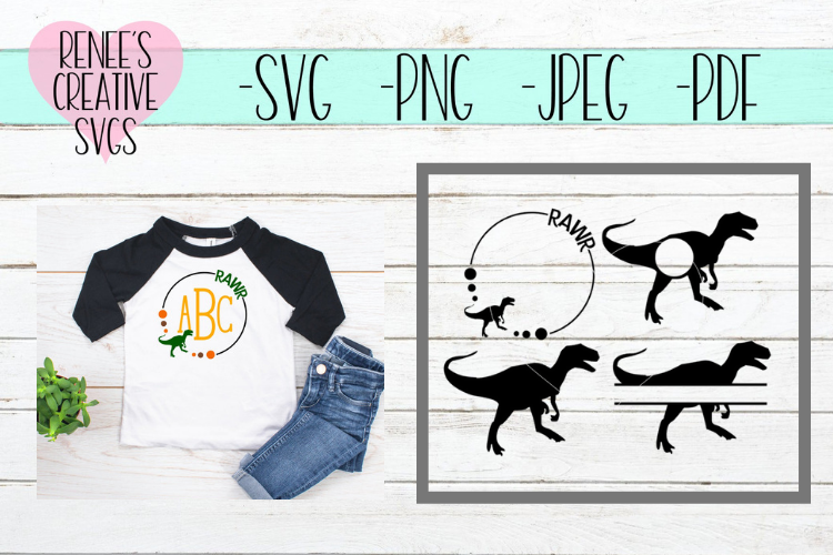 T-Rex Monogram Set | Dinosaurs | SVG Cutting File example image 1