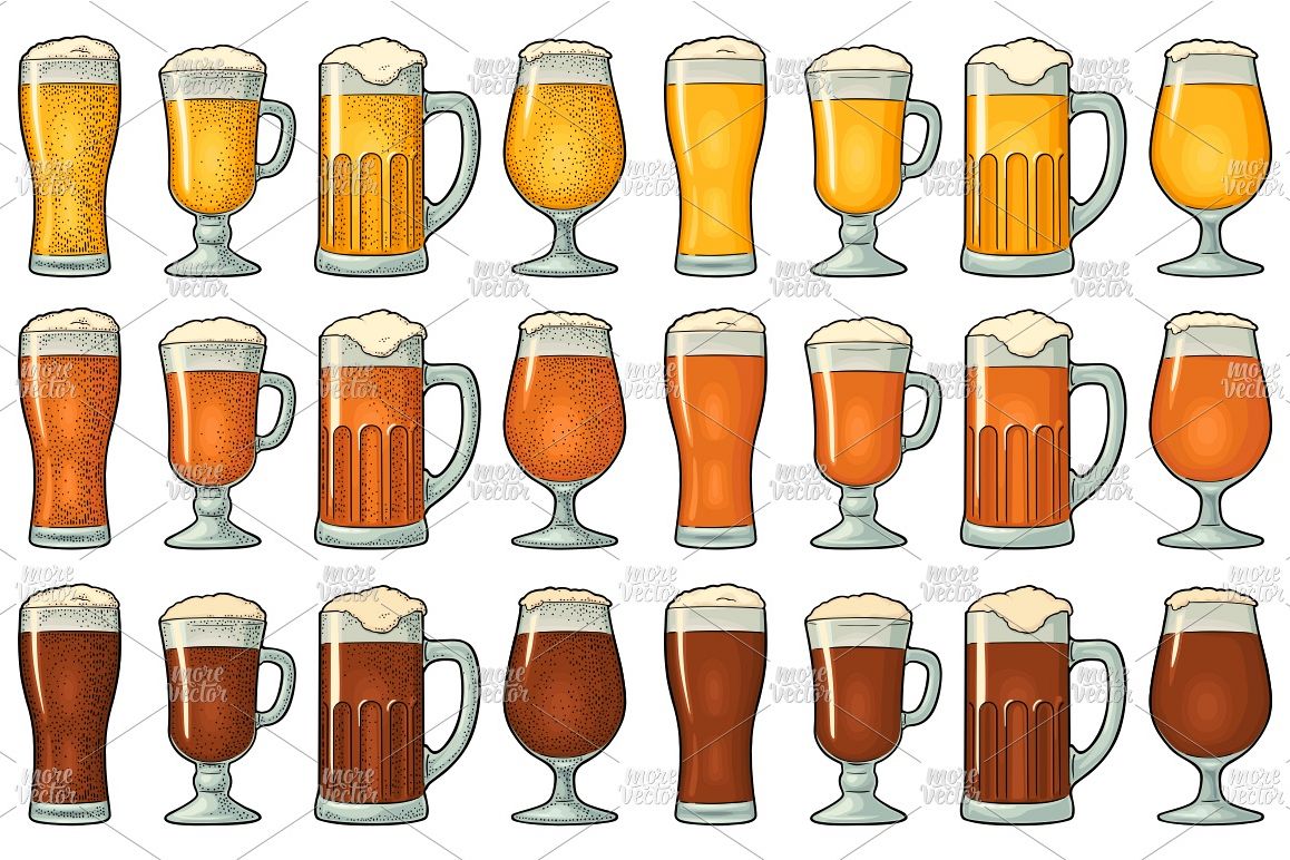 Four different glasses with three types beer engraving example image 1