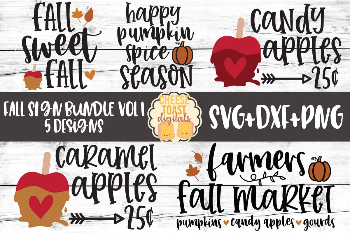 Fall Sign Bundle Vol 1 - Autumn SVG PNG DXF Cut Files example image 1