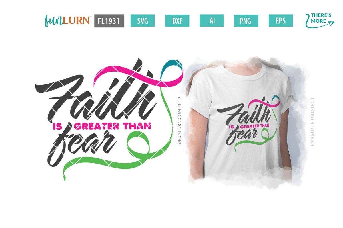 Faith is Greater Than Fear Pink Teal Green Ribbon SVG example image 1