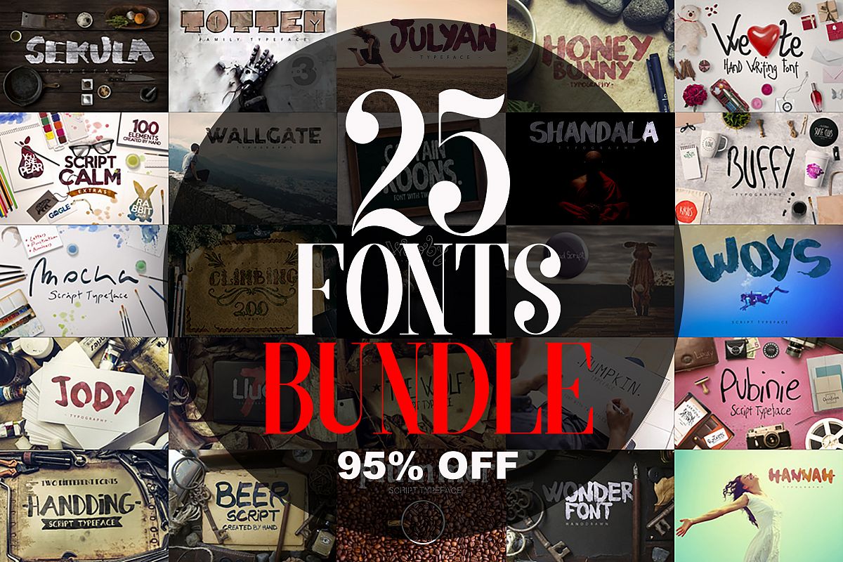 25 Fonts Bundle example image 1
