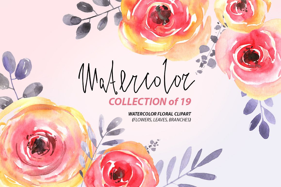 Watercolor red-yellow flowers png example image 1