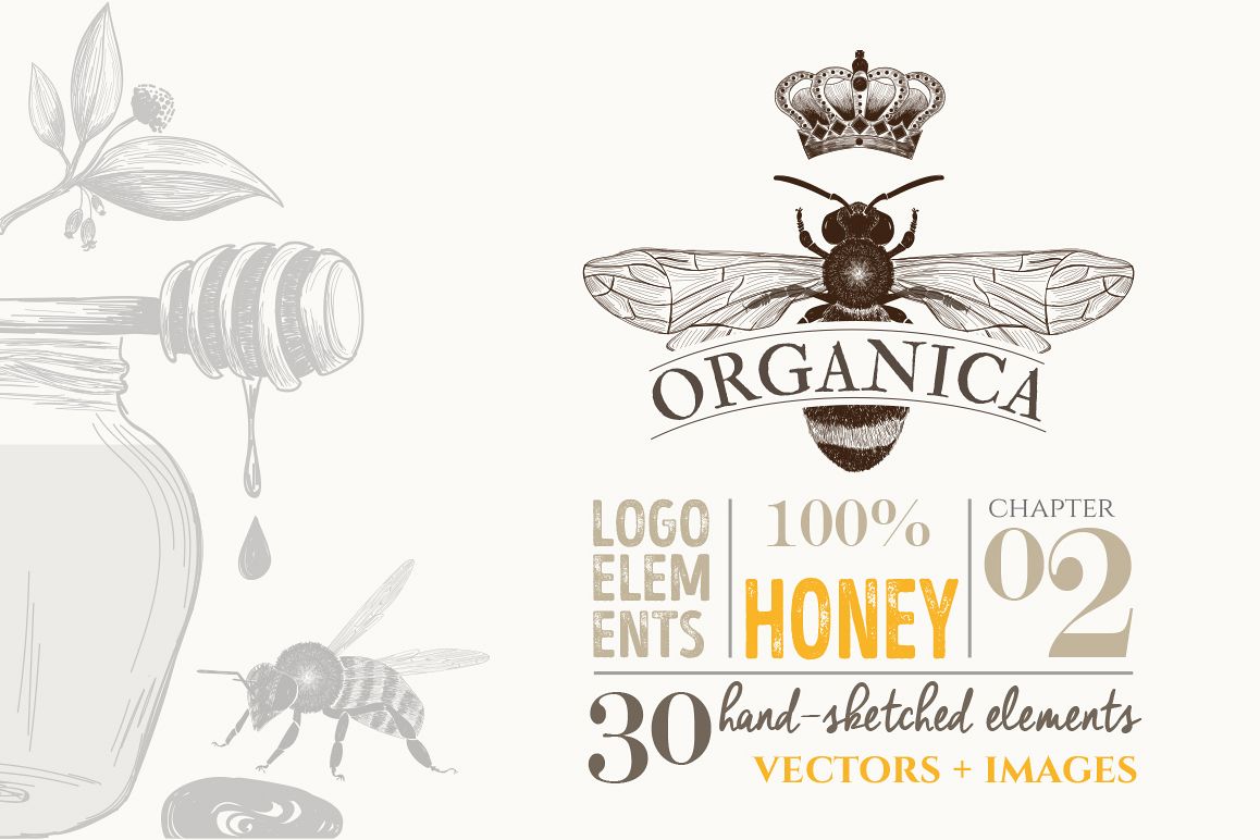 ORGANIC LOGO ELEMENTS HONEY example image 1