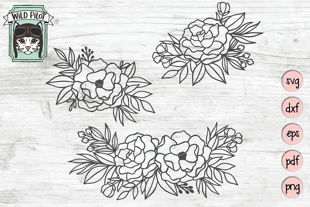 Flowers SVG file, Flower Border, Floral cut file, Roses example image 1