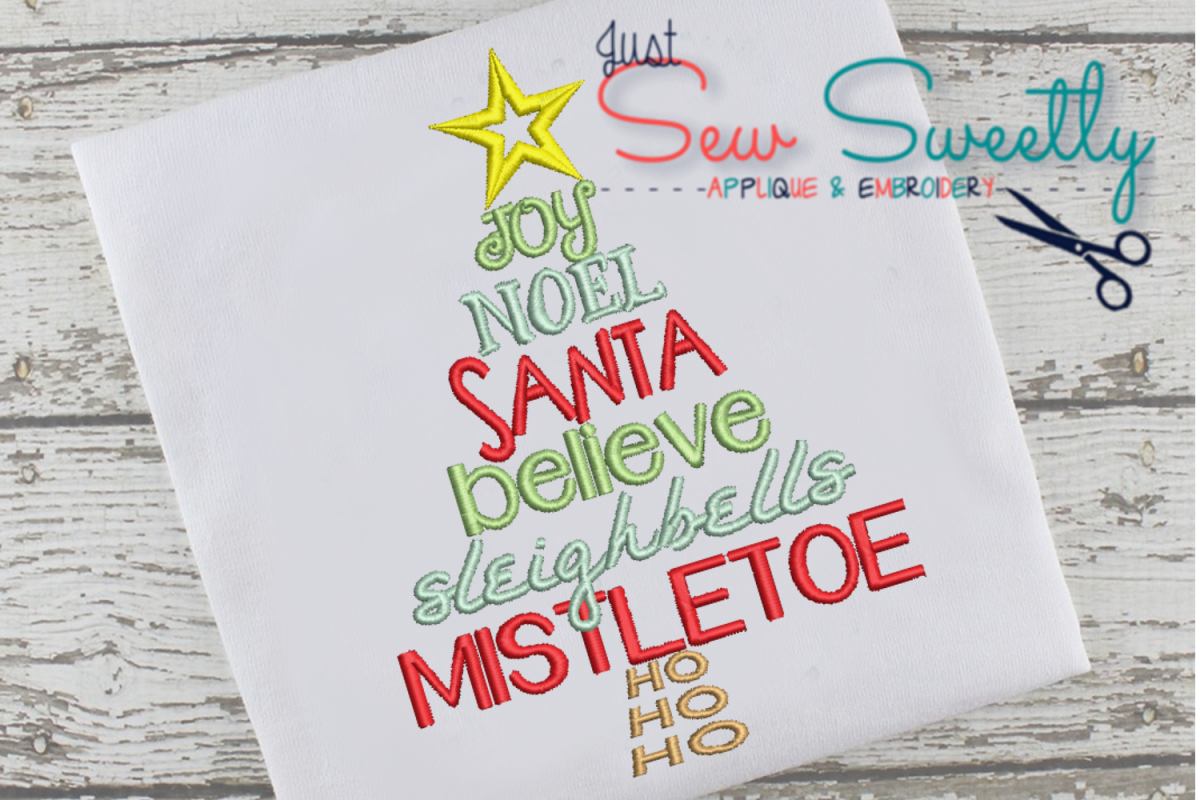 Christmas Subway Word Art Applique Embroidery Design example image 1