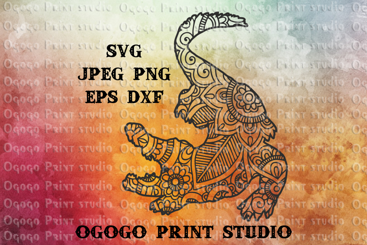 Alligator SVG, Zentangle SVG, Gator SVG, Mandala svg example image 1