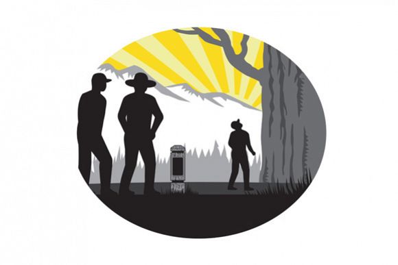 Trampers Mile Marker Giant Tree Oval Woodcut example image 1