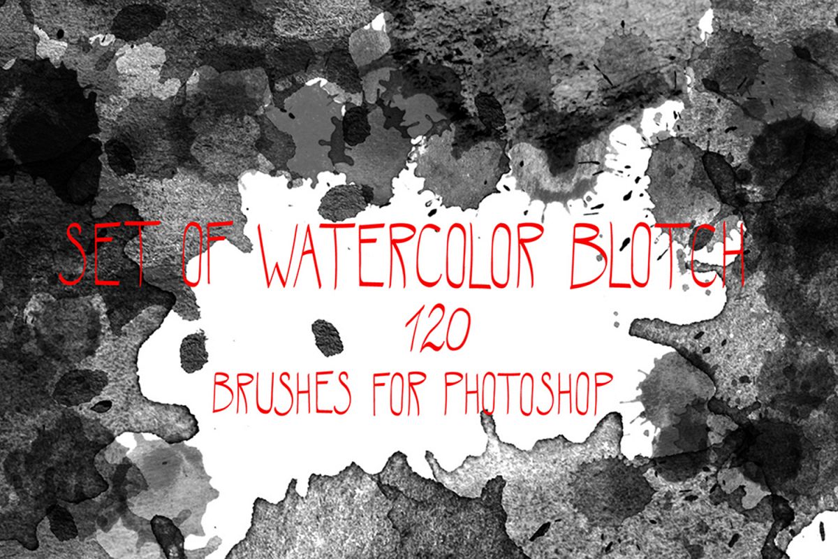 Watercolor blotch brushes set example image 1