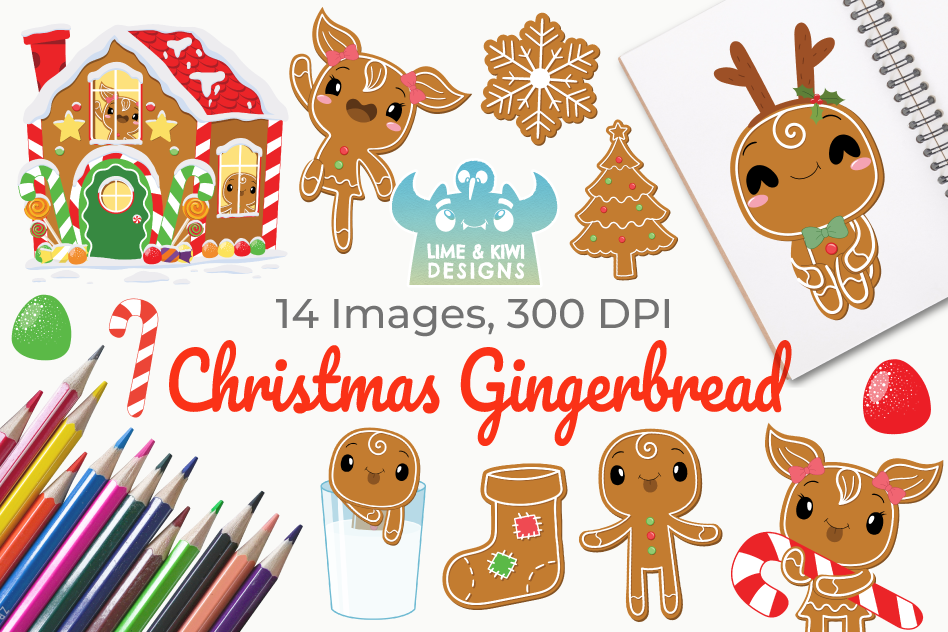 Christmas Gingerbread Clipart, Instant Download Vector Art example image 1