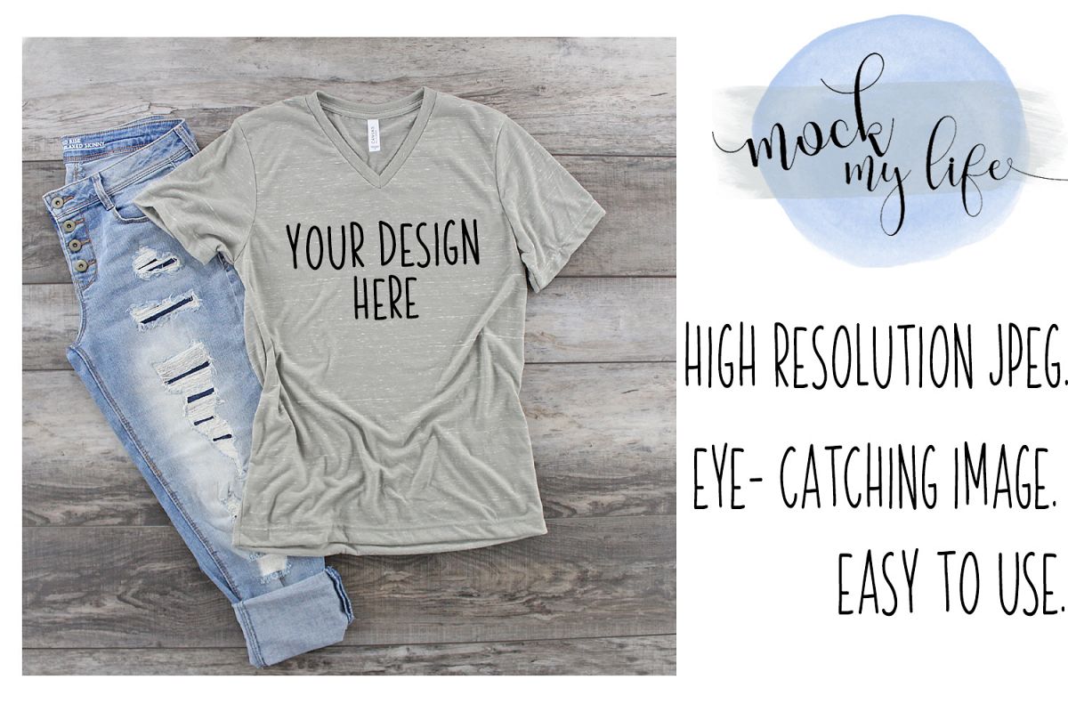 Bella Canvas Mockup / Plain Shirt Mock up / Stone Marble example image 1
