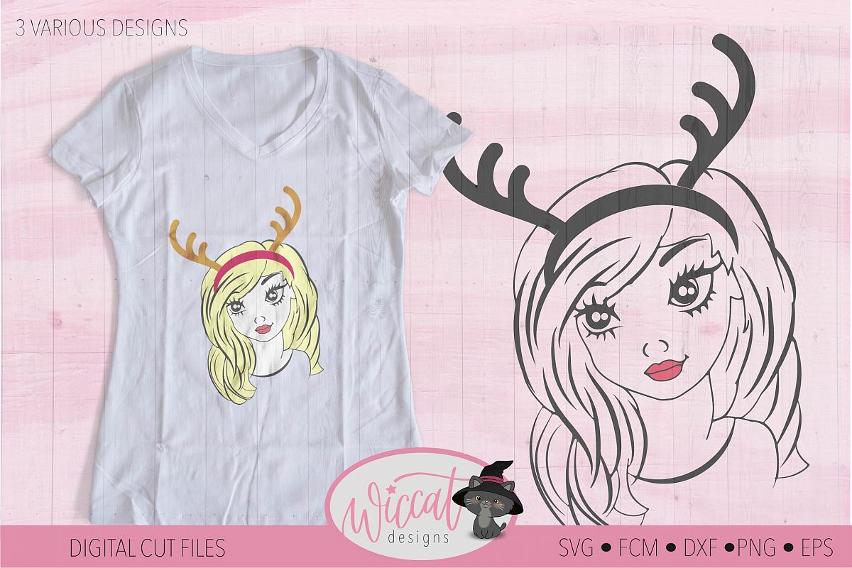 Reindeer girl svg, teen svg, Antlers svg, Christmas, girl example image 1