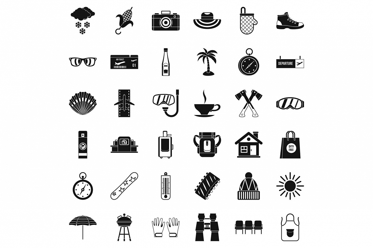 Small vacation icons set, simple style example image 1