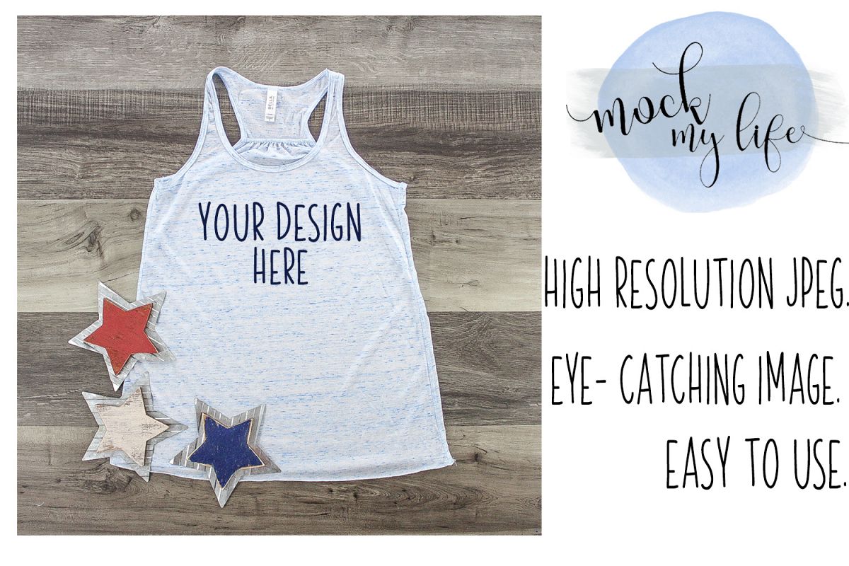 MockUp Bella Canvas Shirt / Patriotic Flat Lay / Blue Marble example image 1