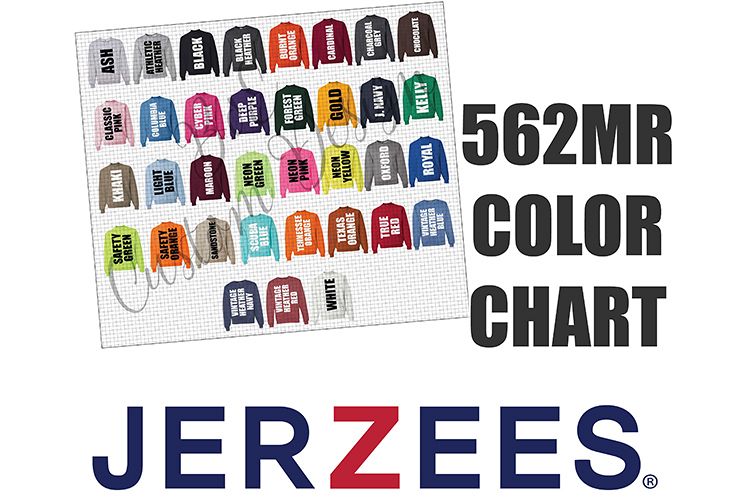 Jerzees 562MR Crewneck Sweatshirt Color Chart example image 1