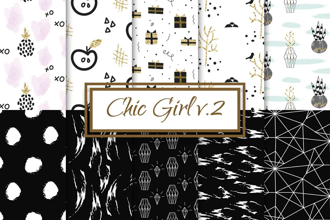 Chic Girl v2. - seamless patterns example image 1