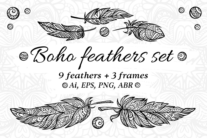 Boho feathers set example image 1
