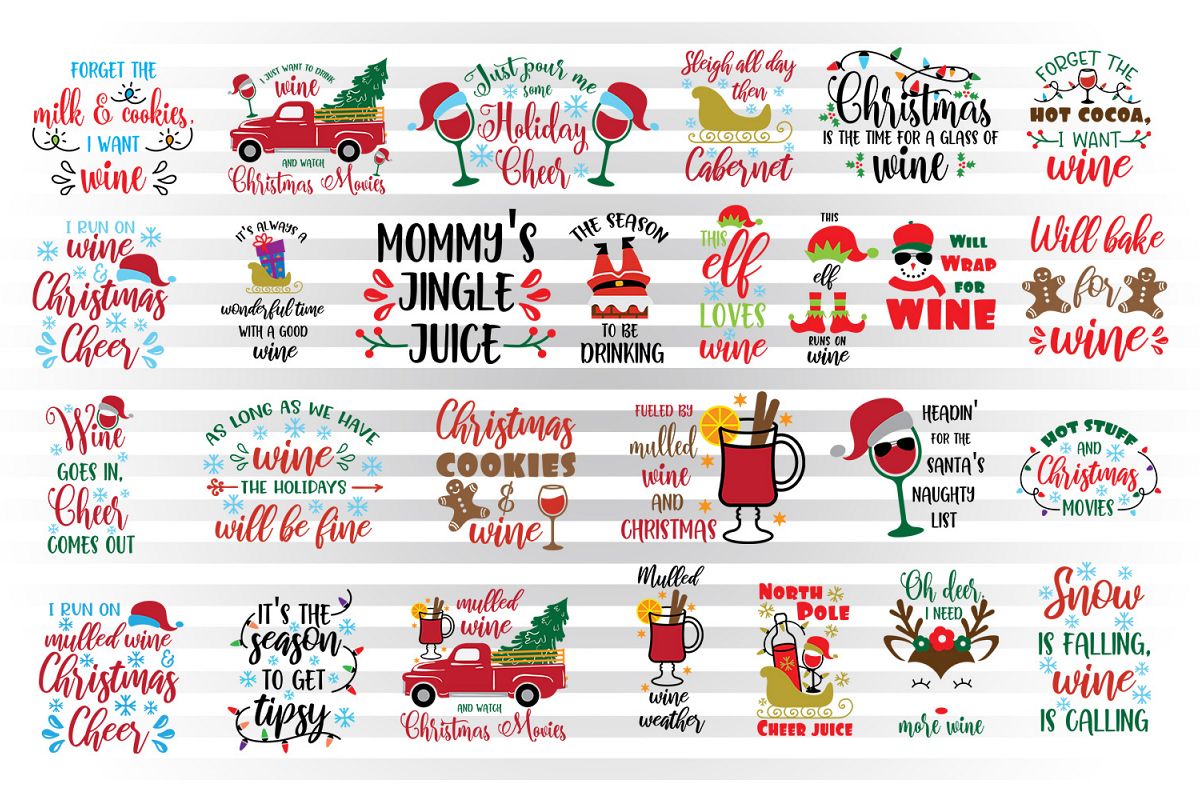 Christmas wine svg bundle example image 1