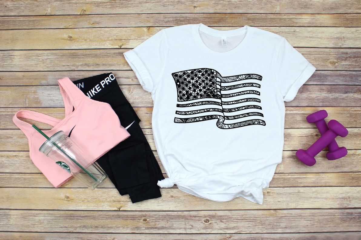 Zentangle american flag SVG, Fourth of July 1377S example image 1