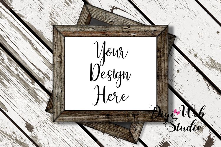 Flat Lay Wood Signs Mockup - Stacked Rustic Wood Frames example image 1